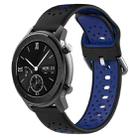 For Amazfit GTR 42mm 20mm Breathable Two-Color Silicone Watch Band(Black+Blue) - 1