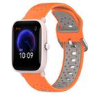 For Amazfit Pop Pro 20mm Breathable Two-Color Silicone Watch Band(Orange+Grey) - 1