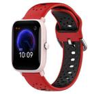 For Amazfit Pop Pro 20mm Breathable Two-Color Silicone Watch Band(Red+Black) - 1