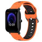 For Amazfit Pop 20mm Breathable Two-Color Silicone Watch Band(Orange+Black) - 1