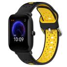 For Amazfit Pop 20mm Breathable Two-Color Silicone Watch Band(Black+Yellow) - 1