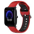 For Amazfit Pop 20mm Breathable Two-Color Silicone Watch Band(Red+Black) - 1