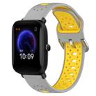 For Amazfit Pop 20mm Breathable Two-Color Silicone Watch Band(Grey+Yellow) - 1