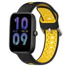 For Amazfit Bip3 20mm Breathable Two-Color Silicone Watch Band(Black+Yellow) - 1