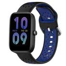 For Amazfit Bip3 20mm Breathable Two-Color Silicone Watch Band(Black+Blue) - 1