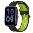 For Amazfit Bip3 20mm Breathable Two-Color Silicone Watch Band(Black+Lime Green) - 1