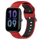 For Amazfit Bip3 20mm Breathable Two-Color Silicone Watch Band(Red+Black) - 1