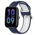 For Amazfit Bip3 20mm Breathable Two-Color Silicone Watch Band(Midnight Blue+White) - 1