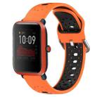 For Amazfit Bip 1S 20mm Breathable Two-Color Silicone Watch Band(Orange+Black) - 1