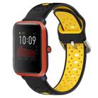 For Amazfit Bip 1S 20mm Breathable Two-Color Silicone Watch Band(Black+Yellow) - 1