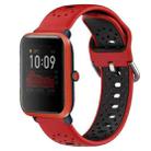 For Amazfit Bip 1S 20mm Breathable Two-Color Silicone Watch Band(Red+Black) - 1