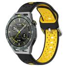 For Huawei Watch GT3 SE 22mm Breathable Two-Color Silicone Watch Band(Black+Yellow) - 1