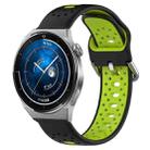 For Huawei Watch GT3 Pro 46mm 22mm Breathable Two-Color Silicone Watch Band(Black+Lime Green) - 1