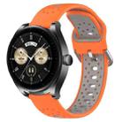 For Huawei Watch Buds 22mm Breathable Two-Color Silicone Watch Band(Orange+Grey) - 1