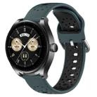 For Huawei Watch Buds 22mm Breathable Two-Color Silicone Watch Band(Olive Green+Black) - 1