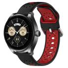 For Huawei Watch Buds 22mm Breathable Two-Color Silicone Watch Band(Black+Red) - 1