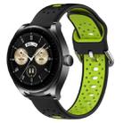 For Huawei Watch Buds 22mm Breathable Two-Color Silicone Watch Band(Black+Lime Green) - 1