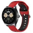 For Huawei Watch Buds 22mm Breathable Two-Color Silicone Watch Band(Red+Black) - 1