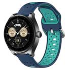 For Huawei Watch Buds 22mm Breathable Two-Color Silicone Watch Band(Blue+Teal) - 1