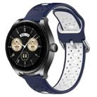 For Huawei Watch Buds 22mm Breathable Two-Color Silicone Watch Band(Midnight Blue+White) - 1