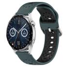 For Huawei Watch GT3 46mm 22mm Breathable Two-Color Silicone Watch Band(Olive Green+Black) - 1