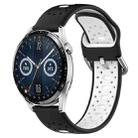 For Huawei Watch GT3 46mm 22mm Breathable Two-Color Silicone Watch Band(Black+White) - 1