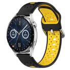For Huawei Watch GT3 46mm 22mm Breathable Two-Color Silicone Watch Band(Black+Yellow) - 1