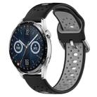 For Huawei Watch GT3 46mm 22mm Breathable Two-Color Silicone Watch Band(Black+Grey) - 1