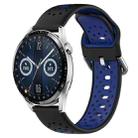 For Huawei Watch GT3 46mm 22mm Breathable Two-Color Silicone Watch Band(Black+Blue) - 1