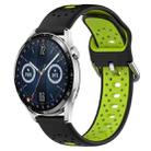 For Huawei Watch GT3 46mm 22mm Breathable Two-Color Silicone Watch Band(Black+Lime Green) - 1