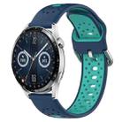 For Huawei Watch GT3 46mm 22mm Breathable Two-Color Silicone Watch Band(Blue+Teal) - 1