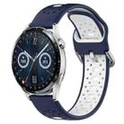 For Huawei Watch GT3 46mm 22mm Breathable Two-Color Silicone Watch Band(Midnight Blue+White) - 1