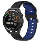 For Huawei Watch GT Runner 22mm Breathable Two-Color Silicone Watch Band(Black+Blue) - 1