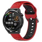 For Huawei Watch GT Runner 22mm Breathable Two-Color Silicone Watch Band(Red+Black) - 1