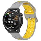 For Huawei Watch GT Runner 22mm Breathable Two-Color Silicone Watch Band(Grey+Yellow) - 1
