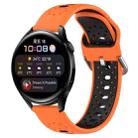 For Huawei Watch 3 22mm Breathable Two-Color Silicone Watch Band(Orange+Black) - 1