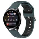 For Huawei Watch 3 22mm Breathable Two-Color Silicone Watch Band(Olive Green+Black) - 1