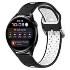 For Huawei Watch 3 22mm Breathable Two-Color Silicone Watch Band(Black+White) - 1