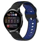 For Huawei Watch 3 22mm Breathable Two-Color Silicone Watch Band(Black+Blue) - 1