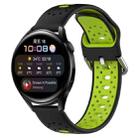 For Huawei Watch 3 22mm Breathable Two-Color Silicone Watch Band(Black+Lime Green) - 1