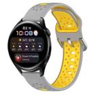 For Huawei Watch 3 22mm Breathable Two-Color Silicone Watch Band(Grey+Yellow) - 1