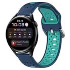 For Huawei Watch 3 22mm Breathable Two-Color Silicone Watch Band(Blue+Teal) - 1