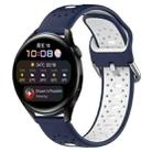 For Huawei Watch 3 22mm Breathable Two-Color Silicone Watch Band(Midnight Blue+White) - 1