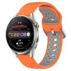 For Huawei Watch 3 Pro 22mm Breathable Two-Color Silicone Watch Band(Orange+Grey) - 1
