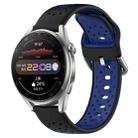 For Huawei Watch 3 Pro 22mm Breathable Two-Color Silicone Watch Band(Black+Blue) - 1