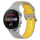 For Huawei Watch 3 Pro 22mm Breathable Two-Color Silicone Watch Band(Grey+Yellow) - 1