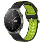 For Huawei GT2 Pro 22mm Breathable Two-Color Silicone Watch Band(Black+Lime Green) - 1