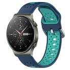 For Huawei GT2 Pro 22mm Breathable Two-Color Silicone Watch Band(Blue+Teal) - 1