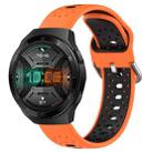 For Huawei Watch GT 2e 22mm Breathable Two-Color Silicone Watch Band(Orange+Black) - 1