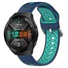 For Huawei Watch GT 2e 22mm Breathable Two-Color Silicone Watch Band(Blue+Teal) - 1